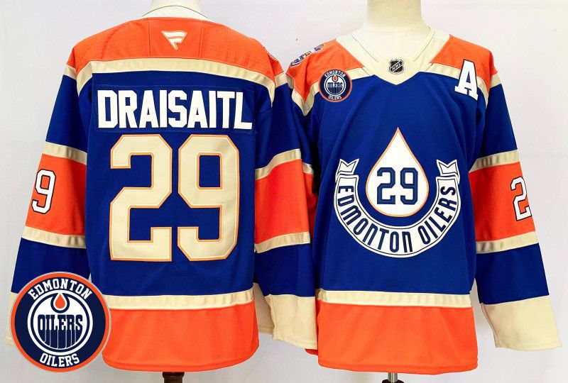 Men Edmonton Oilers #29 Draisaitl Blue Fanatics 2025 NHL Jersey style 1
